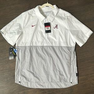 Nike Univ of Alabama half-zip “wind-breaker”, short sleeve, white and gray, NWT